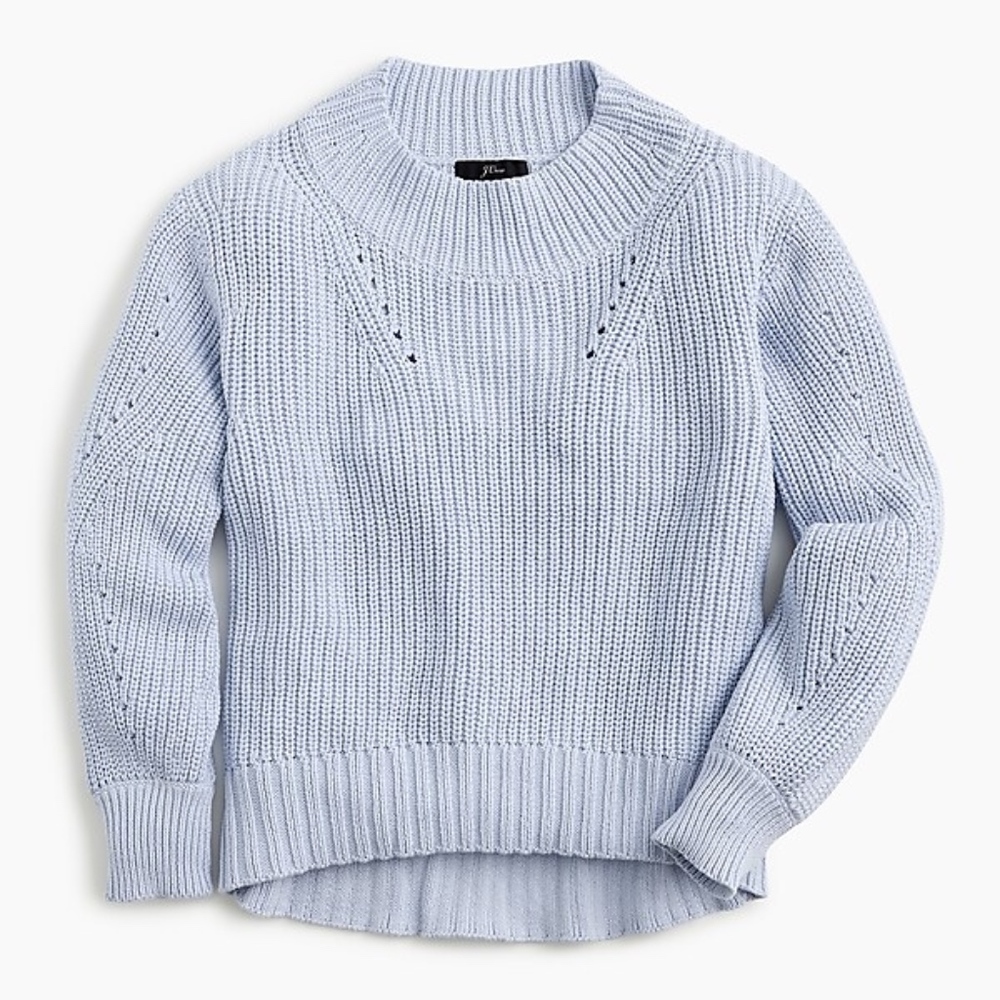J Crew Pointelle crewneck cotton sweater